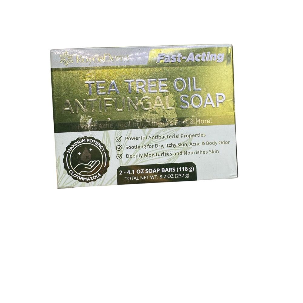 NWT RoyceDerm Tea Tree Oil Anti Fungal Soap Bars- Set of 2- Clotrimazole
